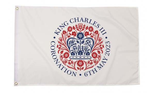King Charles III Coronation Logo (White Background) Flag